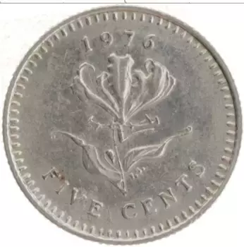 Монета 5 центов Родезии 1976 года Медно-никель