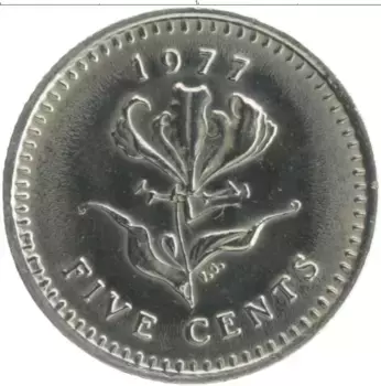 Монета 5 центов Родезии 1977 года Медно-никель