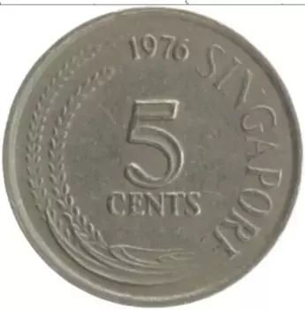 Монета 5 центов Сингапура 1976 года Медно-никель