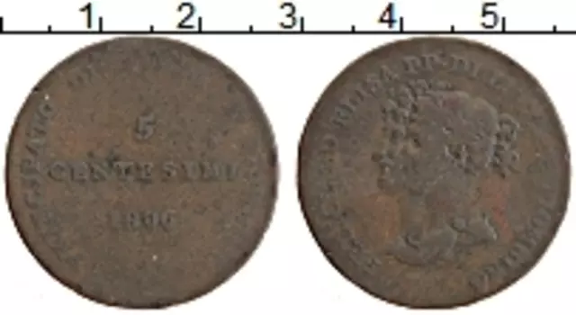 Монета 5 чентезимо Лукки 1806 года Медь Феликс и Элиза