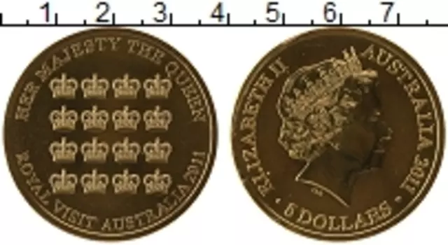 Монета 5 долларов Австралии 2011 года Латунь Елизавета II