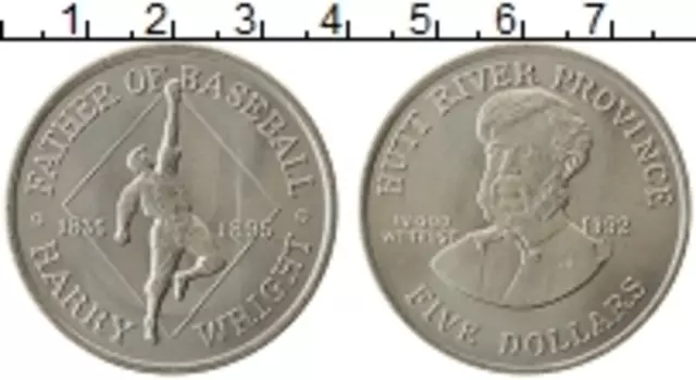 Монета 5 долларов Хатт-Ривера 1992 года Медно-никель Провинция Хатт-Ривер