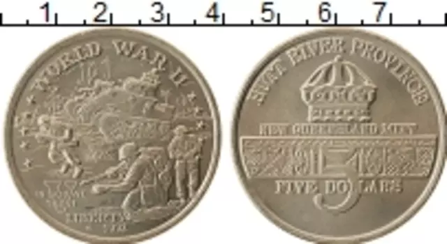 Монета 5 долларов Хатт-Ривера 1992 года Медно-никель Вторая Мировая Война