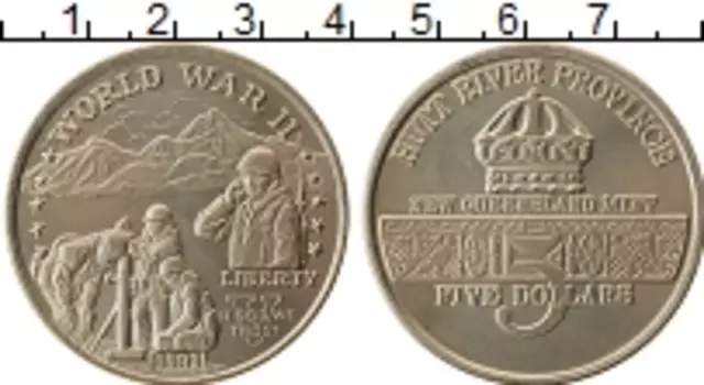 Монета 5 долларов Хатт-Ривера 1992 года Медно-никель Вторая Мировая Война