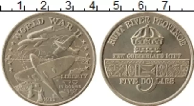 Монета 5 долларов Хатт-Ривера 1992 года Медно-никель Вторая Мировая Война