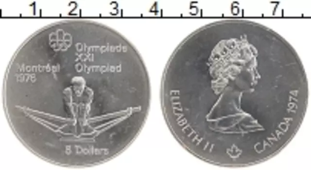 Монета 5 долларов Канады 1974 года Серебро Елизавета II