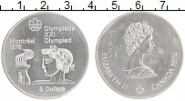 Монета 5 долларов Канады 1974 года Серебро Елизавета II