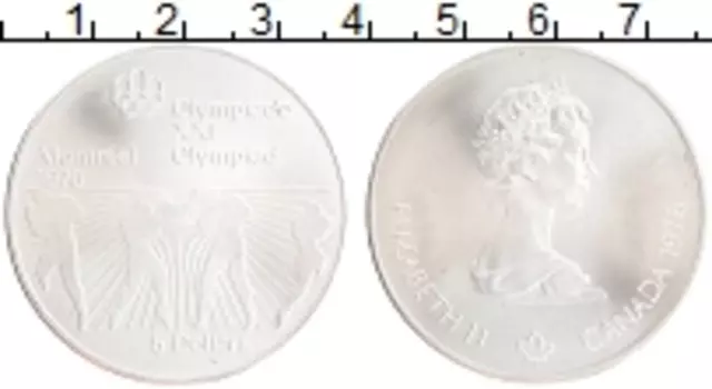 Монета 5 долларов Канады 1976 года Серебро Елизавета II
