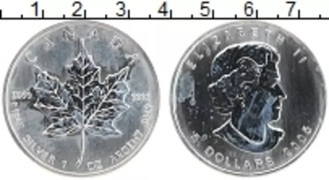 Монета 5 долларов Канады 2005 года Серебро Кленовый лист