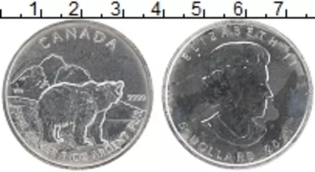 Монета 5 долларов Канады 2011 года Серебро Елизавета II