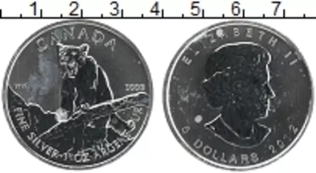 Монета 5 долларов Канады 2012 года Серебро Елизавета II