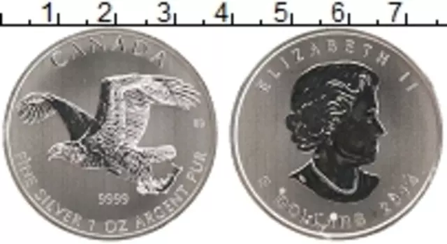 Монета 5 долларов Канады 2014 года Серебро Орел