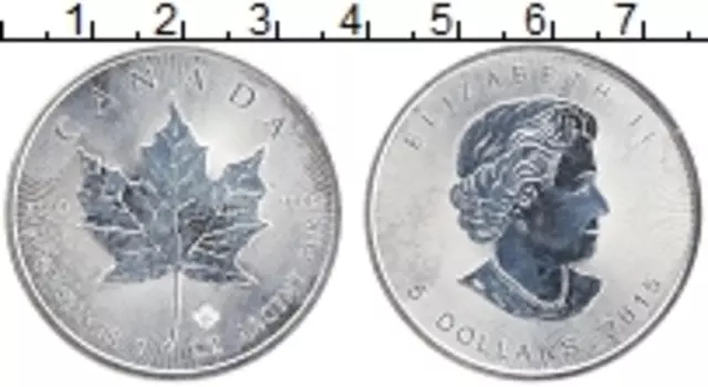 Монета 5 долларов Канады 2015 года Серебро Кленовый лист