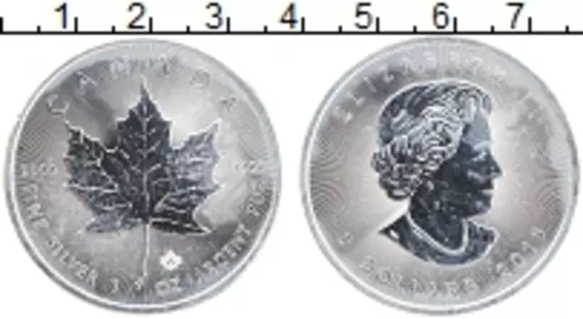 Монета 5 долларов Канады 2016 года Серебро Кленовый лист