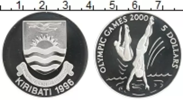 Монета 5 долларов Кирибати 1996 года Серебро Олимпийские игры в Сиднее 2000