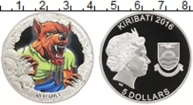 Монета 5 долларов Кирибати 2016 года Серебро Монстры