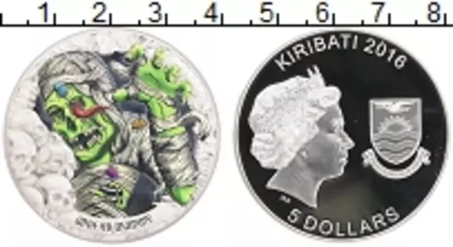 Монета 5 долларов Кирибати 2016 года Серебро Монстры