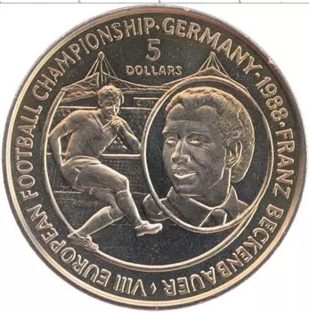 Монета 5 долларов Ниуэ 1988 года Медно-никель Чемпионат Мира по футболу