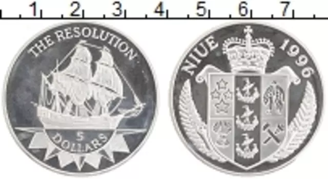 Монета 5 долларов Ниуэ 1996 года Серебро Парусниик