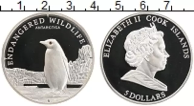 Монета 5 долларов Островов Кука 2008 года Серебро Сохранение животного мира