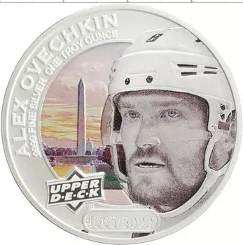 Монета 5 долларов Островов Кука 2017 года Серебро Звёзды НХЛ Александр Овечкин
