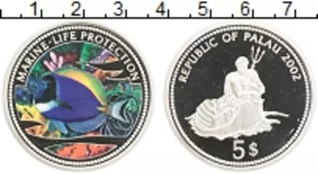 Монета 5 долларов Палау 2002 года Серебро Цветная