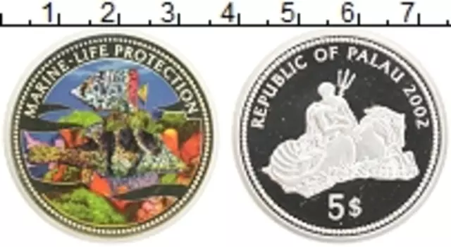 Монета 5 долларов Палау 2002 года Серебро Цветная