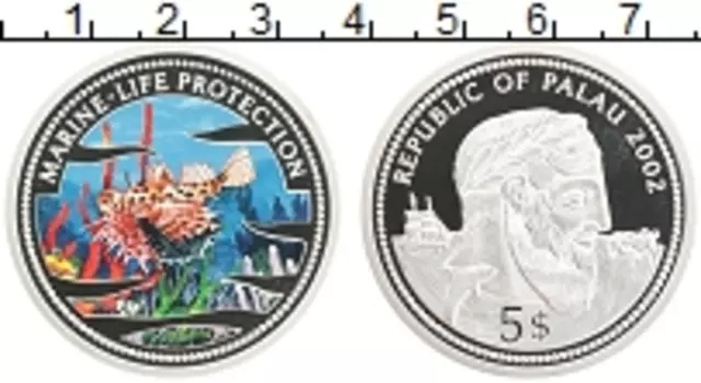 Монета 5 долларов Палау 2002 года Серебро Цветная