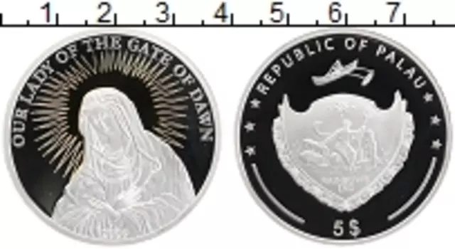 Монета 5 долларов Палау 2009 года Серебро Богоматерь