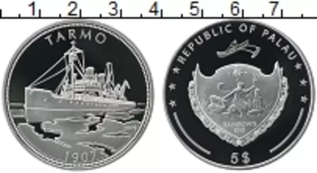 Монета 5 долларов Палау 2009 года Серебро Корабль ТАРМО