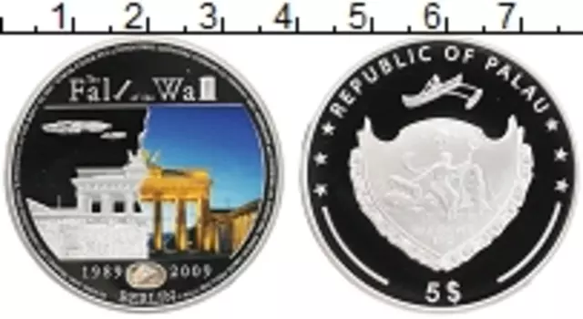 Монета 5 долларов Палау 2009 года Серебро Объединение Германии