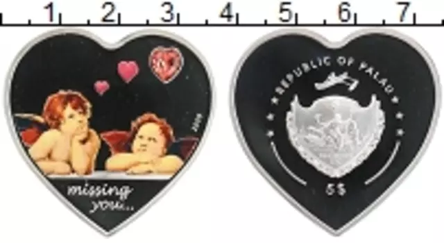 Монета 5 долларов Палау 2009 года Серебро Вечная любовь