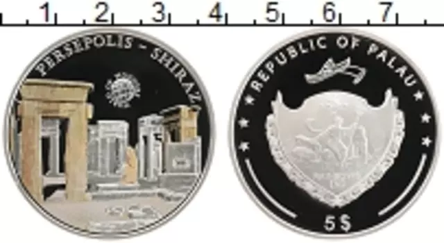 Монета 5 долларов Палау 2011 года Серебро Чудеса Архитектуры, Персеполис-Шираз