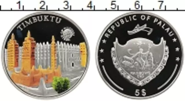 Монета 5 долларов Палау 2011 года Серебро Чудеса Архитектуры, Тимбукту