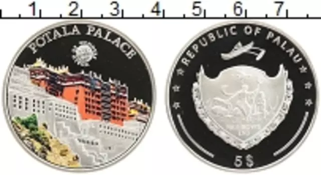 Монета 5 долларов Палау 2011 года Серебро Дворец Потала