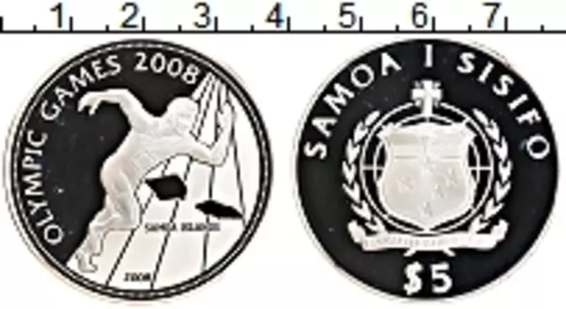 Монета 5 долларов Самоа 2008 года Серебро XXIX Летние олимпийские игры в Пекине 2008