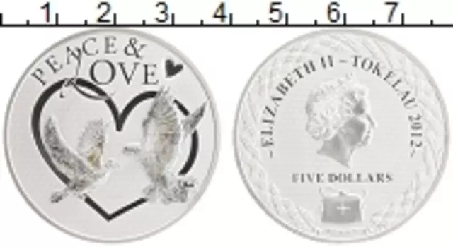 Монета 5 долларов Токелау 2012 года Серебро Елизавета II