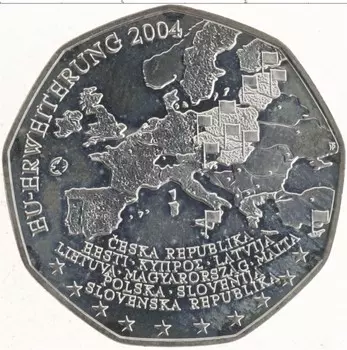 Монета 5 евро Австрии 2004 года Серебро Расширение Европейского Союза