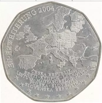 Монета 5 евро Австрии 2004 года Серебро Расширение Европейского Союза