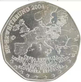 Монета 5 евро Австрии 2004 года Серебро Расширение Евросоюза