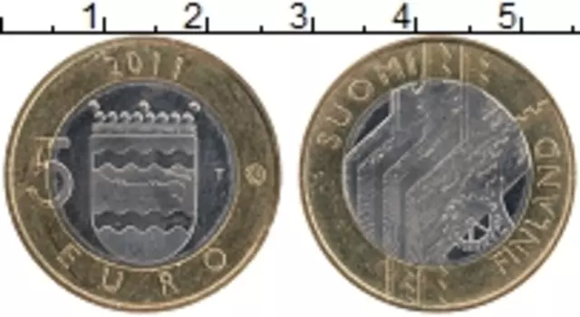 Монета 5 евро Финляндии 2011 года Биметалл Исторические провинции: Уусимаа