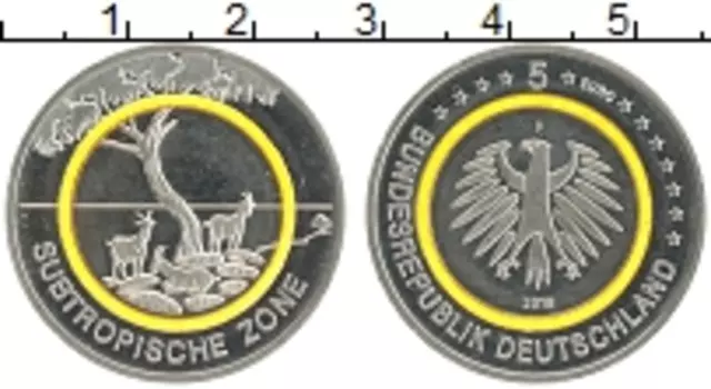 Монета 5 евро Германии 2018 года Медно-никель F