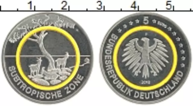 Монета 5 евро Германии 2018 года Медно-никель F Климатические зоны земли