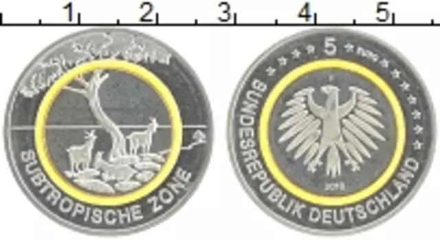 Монета 5 евро Германии 2018 года Медно-никель Климатические зоны Земли