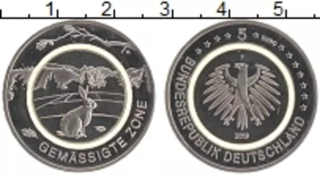 Монета 5 евро Германии 2019 года Медно-никель F