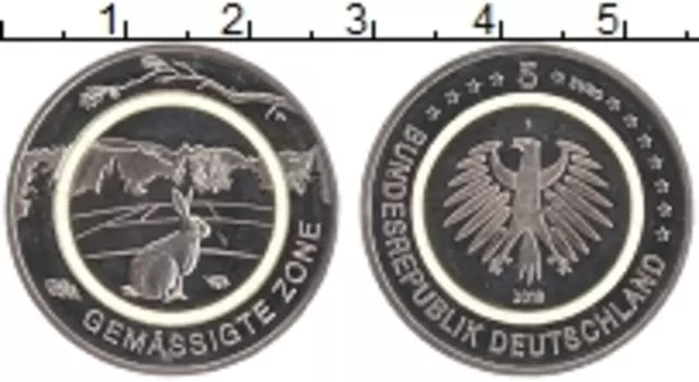 Монета 5 евро Германии 2019 года Медно-никель F