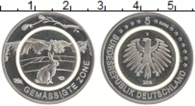 Монета 5 евро Германии 2019 года Медно-никель F Климатические зоны земли