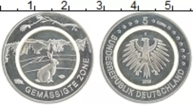 Монета 5 евро Германии 2019 года Медно-никель Климатические зоны Земли