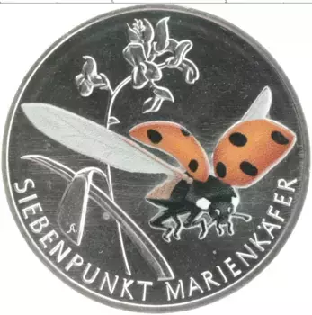 Монета 5 евро Германии 2023 года Медно-никель А Семиточечная божья коровка - Чудесный мир насекомых