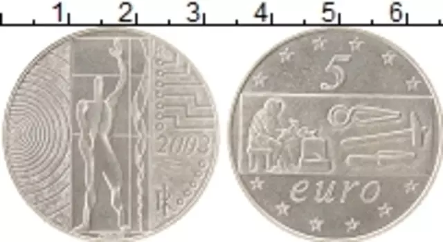 Монета 5 евро Италии 2003 года Серебро Европа работает